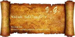 Valek Gáspár névjegykártya